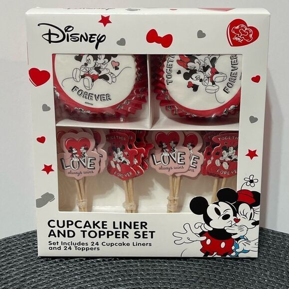 Disney Mickey & Minnie Cupcake Liners, Toppers, Cupcake stand, Cookie stamps NWT - Picture 4 of 8